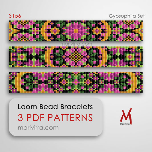 Gypsophila Set of Three Loom Digital Bead Patterns