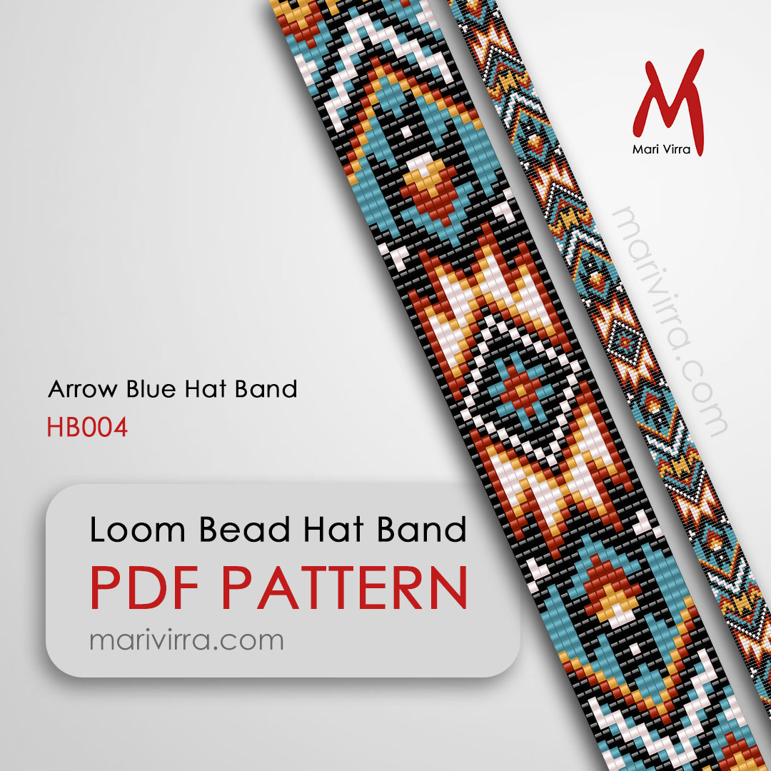 Arrow Blue Hat Band Loom Digital Bead Pattern