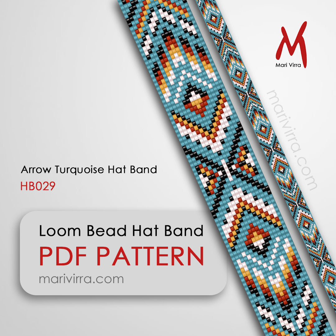 Arrow Turquoise Hat Band Loom Digital Bead Pattern