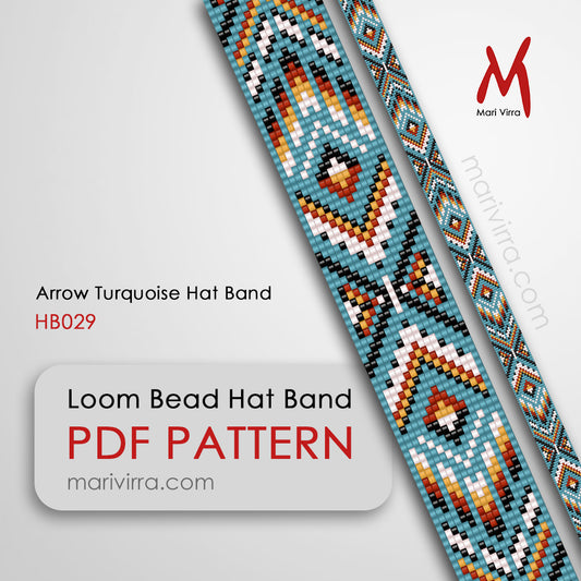Arrow Turquoise Hat Band Loom Digital Bead Pattern