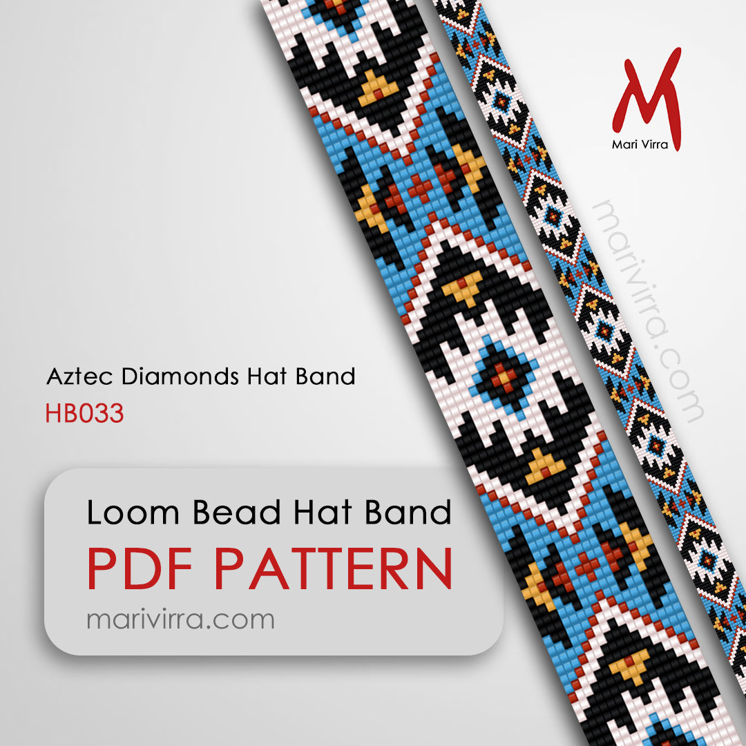 Aztec Pattern Beads Aztec Diamond Hat Band Loom Digital Bead Pattern – MariVirra