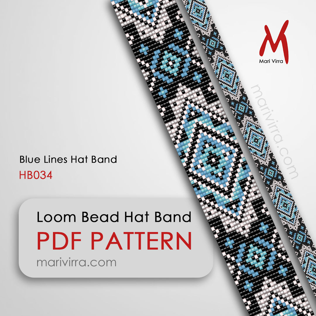 Blue Lines Hat Band Loom Digital Bead Pattern