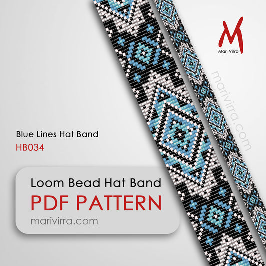 Blue Lines Hat Band Loom Digital Bead Pattern