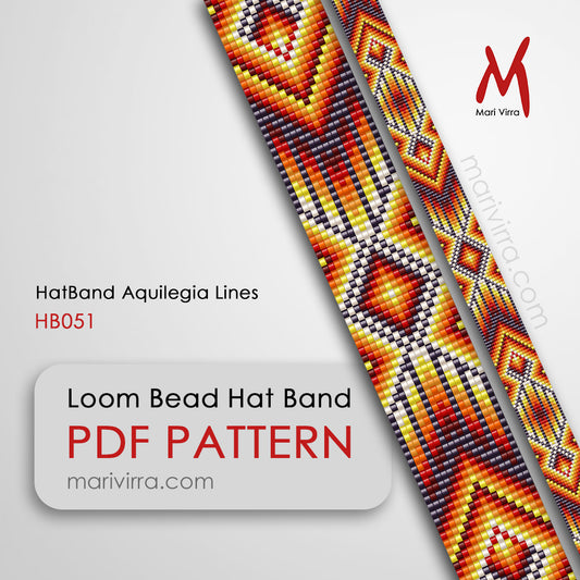 Aquilegia Lines Hat Band Loom Digital Bead Pattern