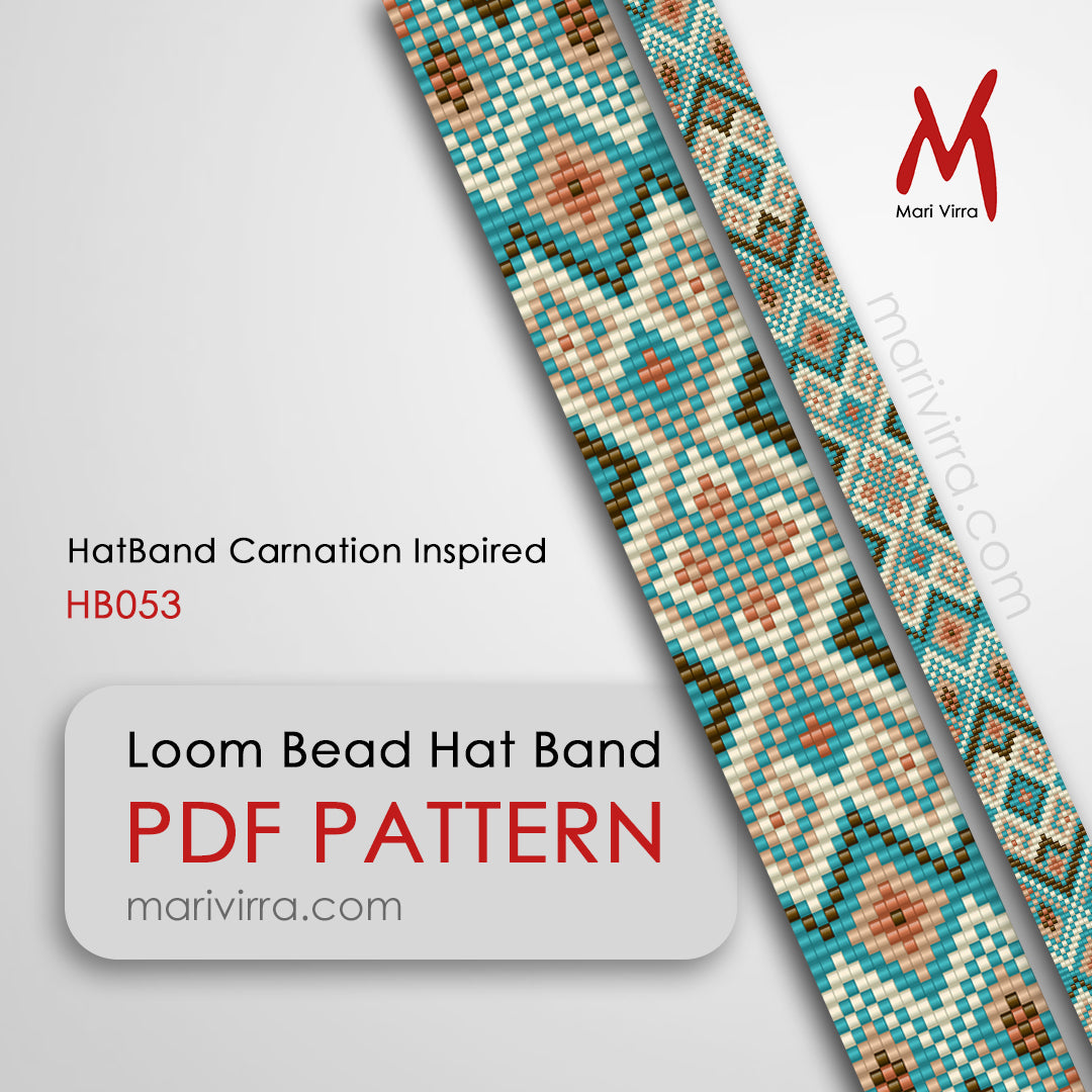 Carnation Inspired Hat Band Loom Digital Bead Pattern