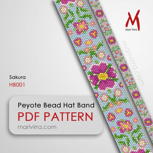 Sakura Hat Band Peyote Digital Bead Pattern