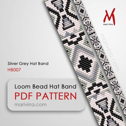 Silver Grey Hat Band Loom Digital Bead Pattern