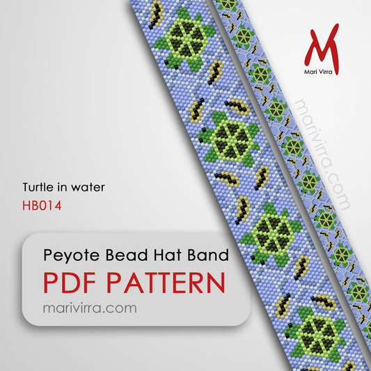 Turtle in Water Hat Band Peyote Digital Bead Pattern