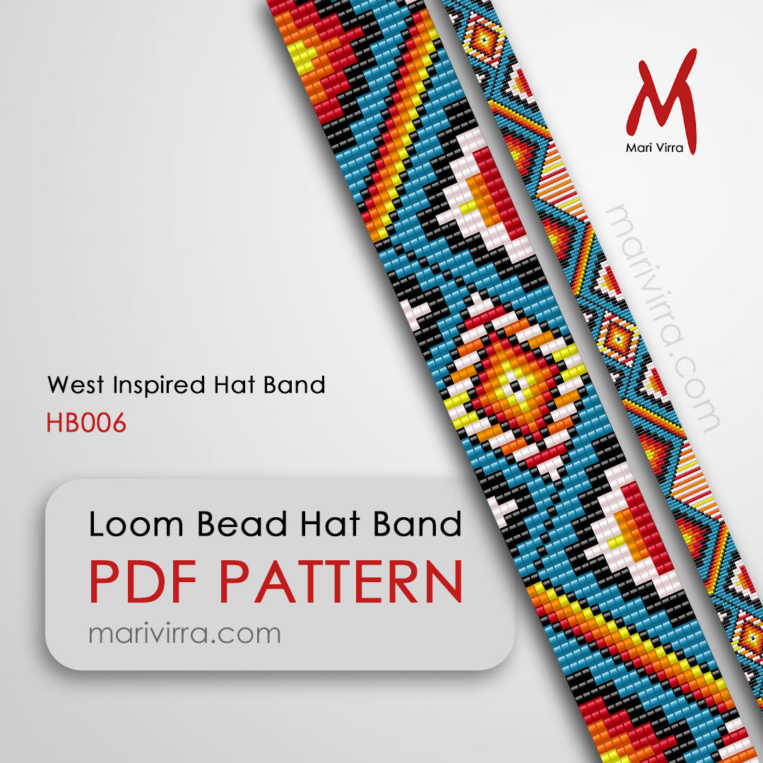 West Inspired Hat Band Loom Digital Bead Pattern