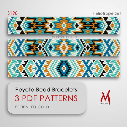 Heliotrope Set of Three Peyote Digital Bead Patterns