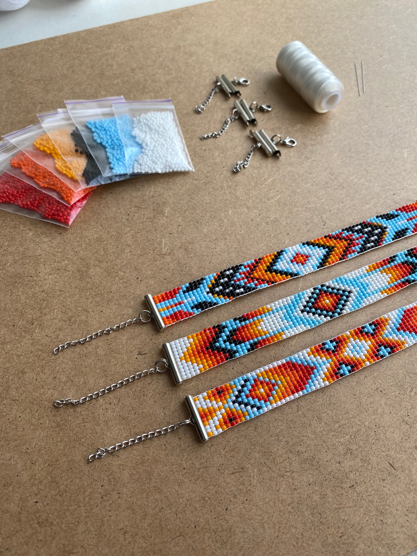 Stripe Bead Kit for creating 3 Loom Bracelets - Jewelry making SET