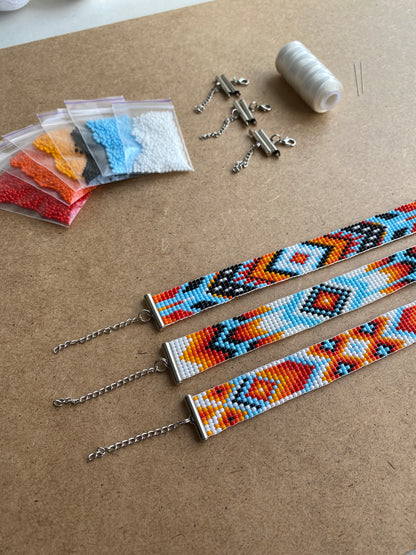 Stripe Bead Kit for creating 3 Loom Bracelets - Jewelry making SET
