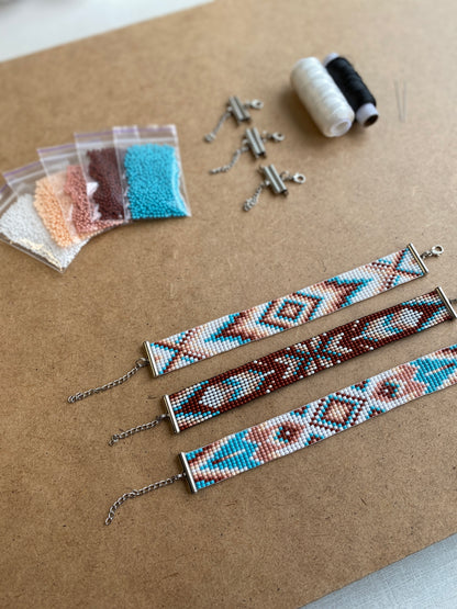 Square Bead Kit for creating 3 Loom Bracelets - Jewelry making SET