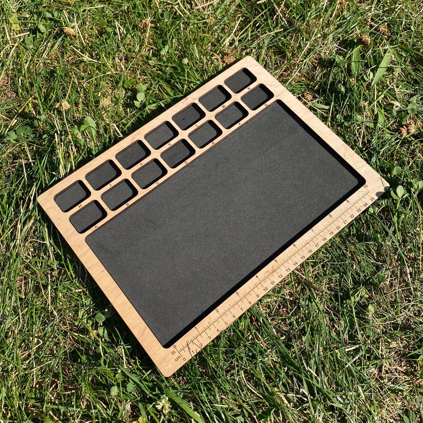 Soft Bead Organizer Board with Lettered Compartment Trays & Black Foam Work Surface