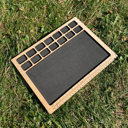 Soft Bead Organizer Board with Lettered Compartment Trays & Black Foam Work Surface