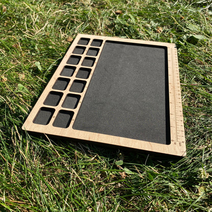 Soft Bead Organizer Board with Lettered Compartment Trays & Black Foam Work Surface