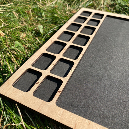 Soft Bead Organizer Board with Lettered Compartment Trays & Black Foam Work Surface