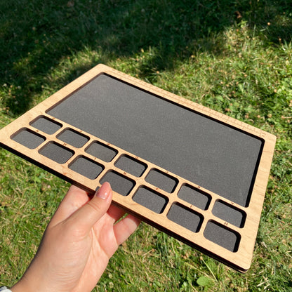 Soft Bead Organizer Board with Lettered Compartment Trays & Black Foam Work Surface