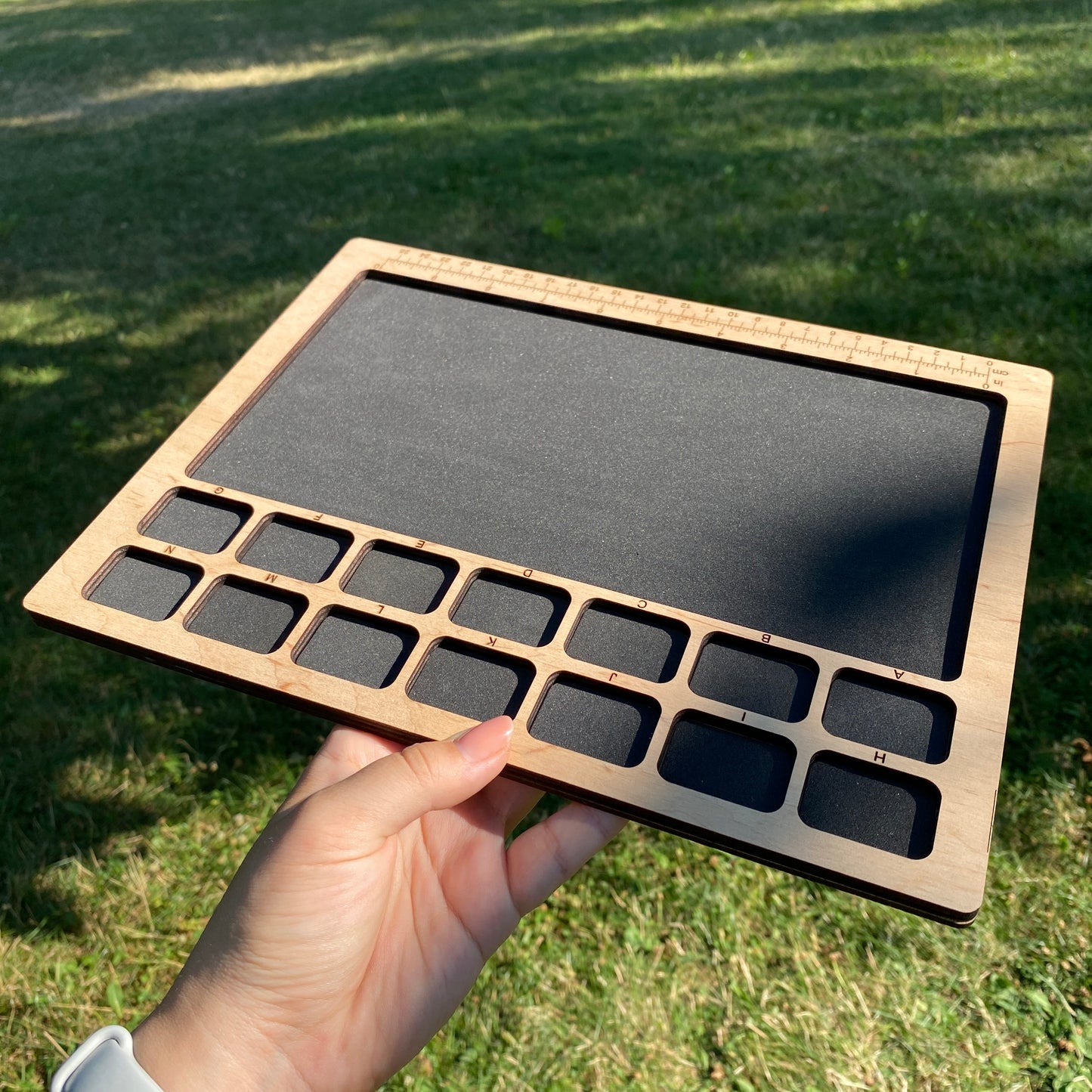 Soft Bead Organizer Board with Lettered Compartment Trays & Black Foam Work Surface