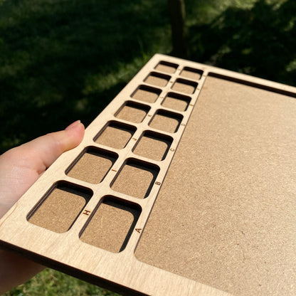 Bead Organizer Board with Lettered Compartment Trays & MDF Work Surface