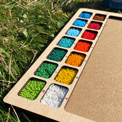 Bead Organizer Board with Lettered Compartment Trays & MDF Work Surface