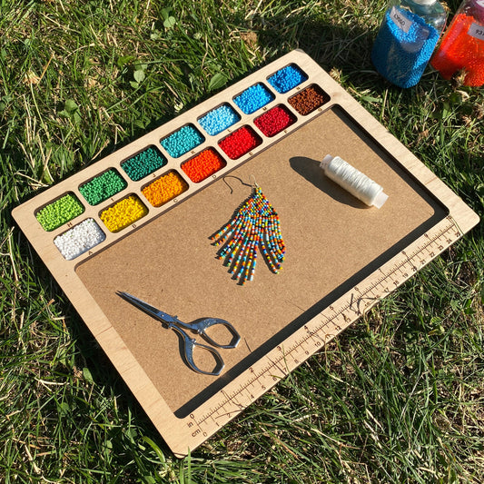 Bead Organizer Board with Lettered Compartment Trays & MDF Work Surface