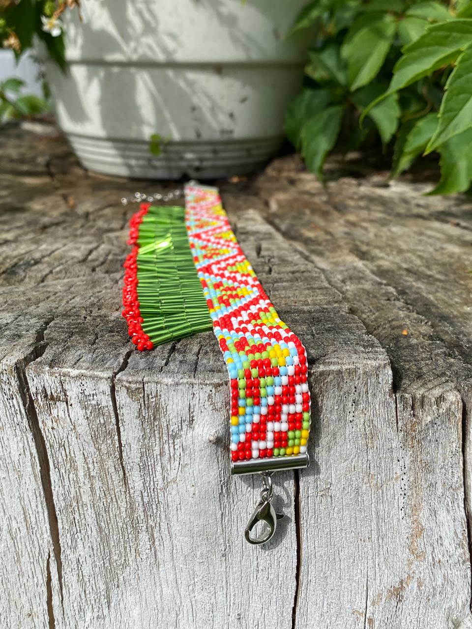 Summer Beaded Dangle Collar Necklace – Green Meadow Fringe with Flowers Inspired Choker