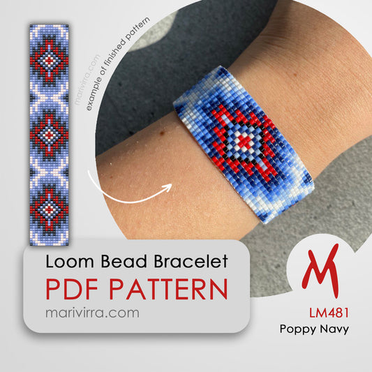 Poppy Navy Loom Digital Bead Pattern