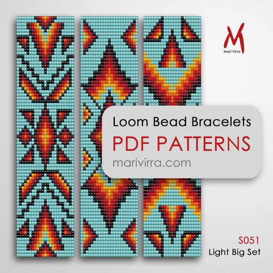 Light Big Set of Three Loom Digital Bead Patterns