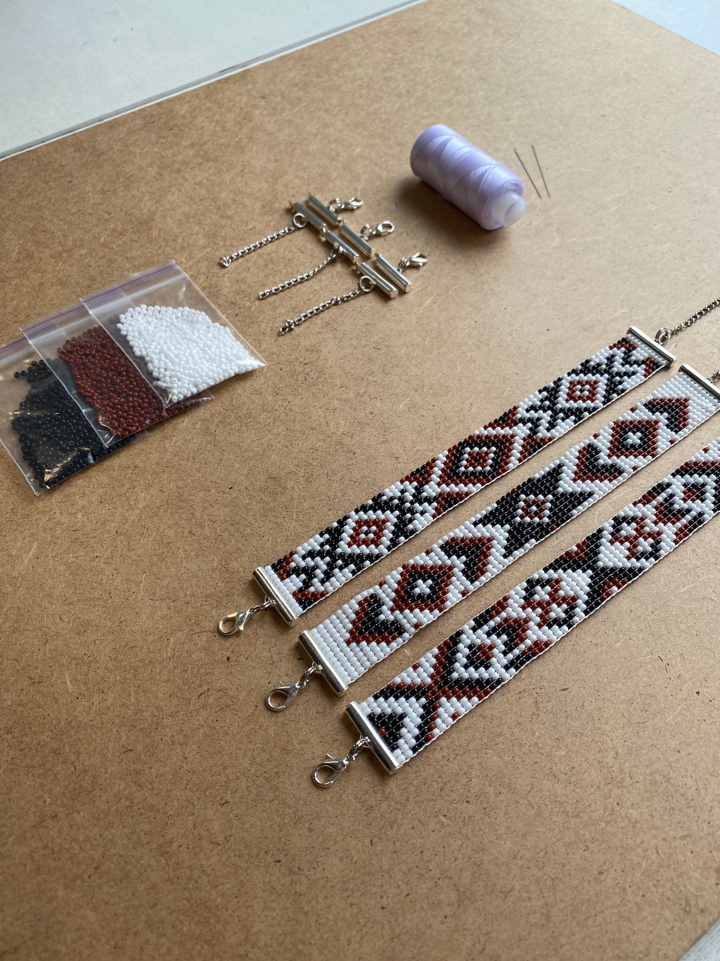 Brown Bead Kit for creating 3 Loom Bracelets - Jewelry making SET