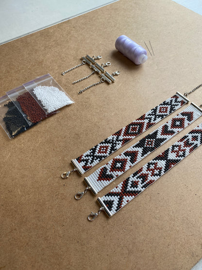 Brown Bead Kit for creating 3 Loom Bracelets - Jewelry making SET