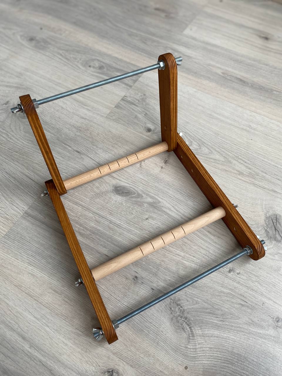 Brown Upright Loom for LONG seed beadwork weaving