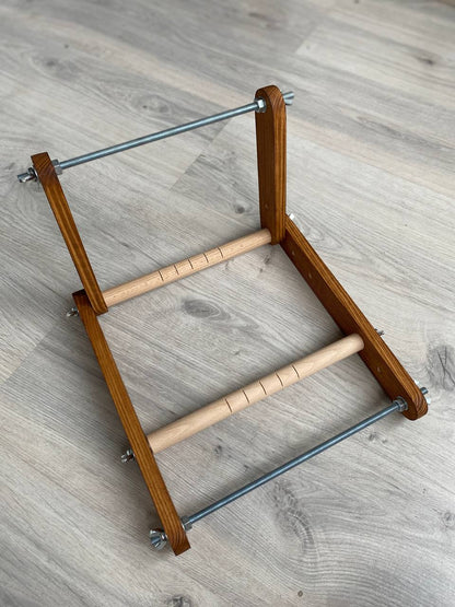 Brown Upright Loom for LONG seed beadwork weaving