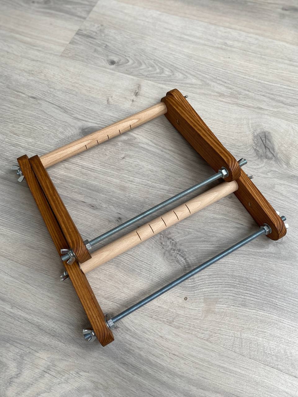 Brown Upright Loom for LONG seed beadwork weaving