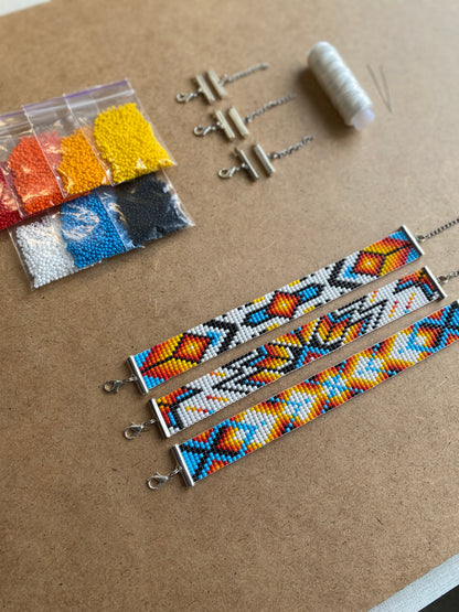 Sunset Bead Kit for creating 3 Loom Bracelets - Jewelry making SET