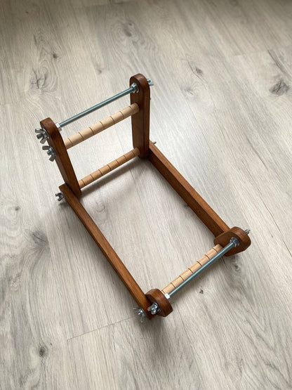 Dark Upright Modern Loom for LONG seed beadwork weaving