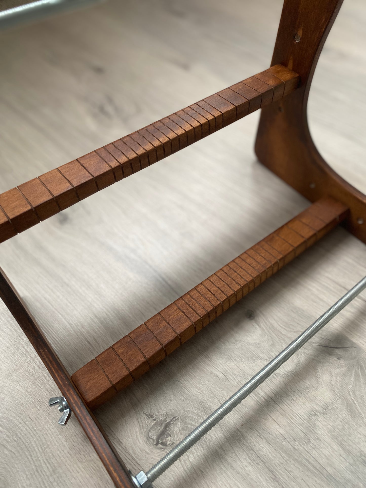 Dark Big Wooden Loom for LONG seed beadwork weaving