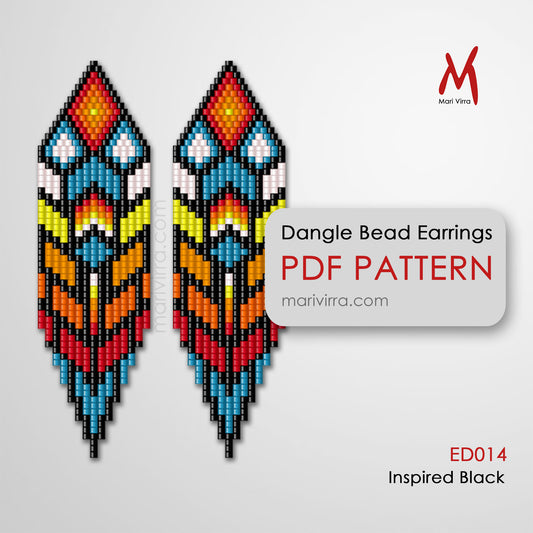 Inspired Black Dangle Earrings Digital Bead Pattern