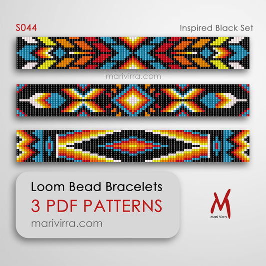 Inspired Black Set of Three Loom Digital Bead Patterns