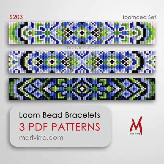 Ipomoea Set of Three Loom Digital Bead Patterns