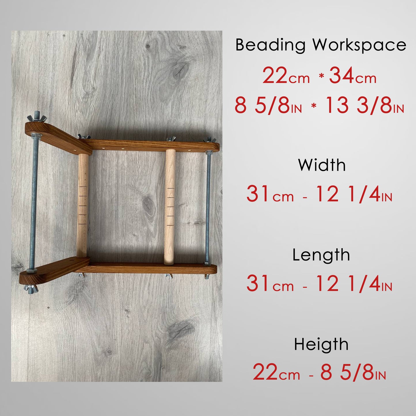 Brown Upright Loom for LONG seed beadwork weaving