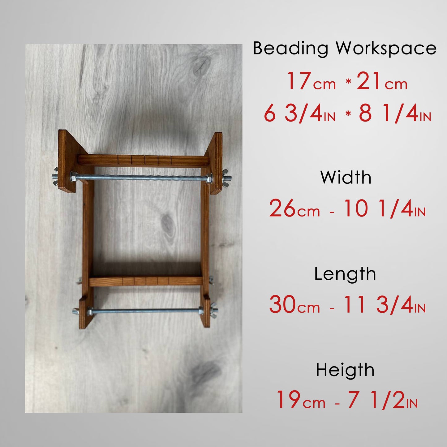 Dark Large Wooden Loom for LONG seed beadwork weaving