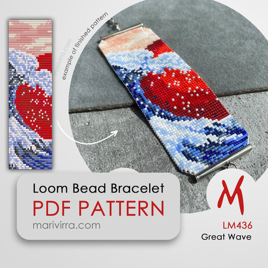 Great wave in Kanagawa Loom Digital Bead Pattern