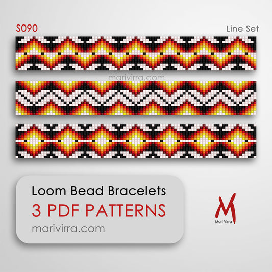 Line Set of Three Loom Digital Bead Patterns