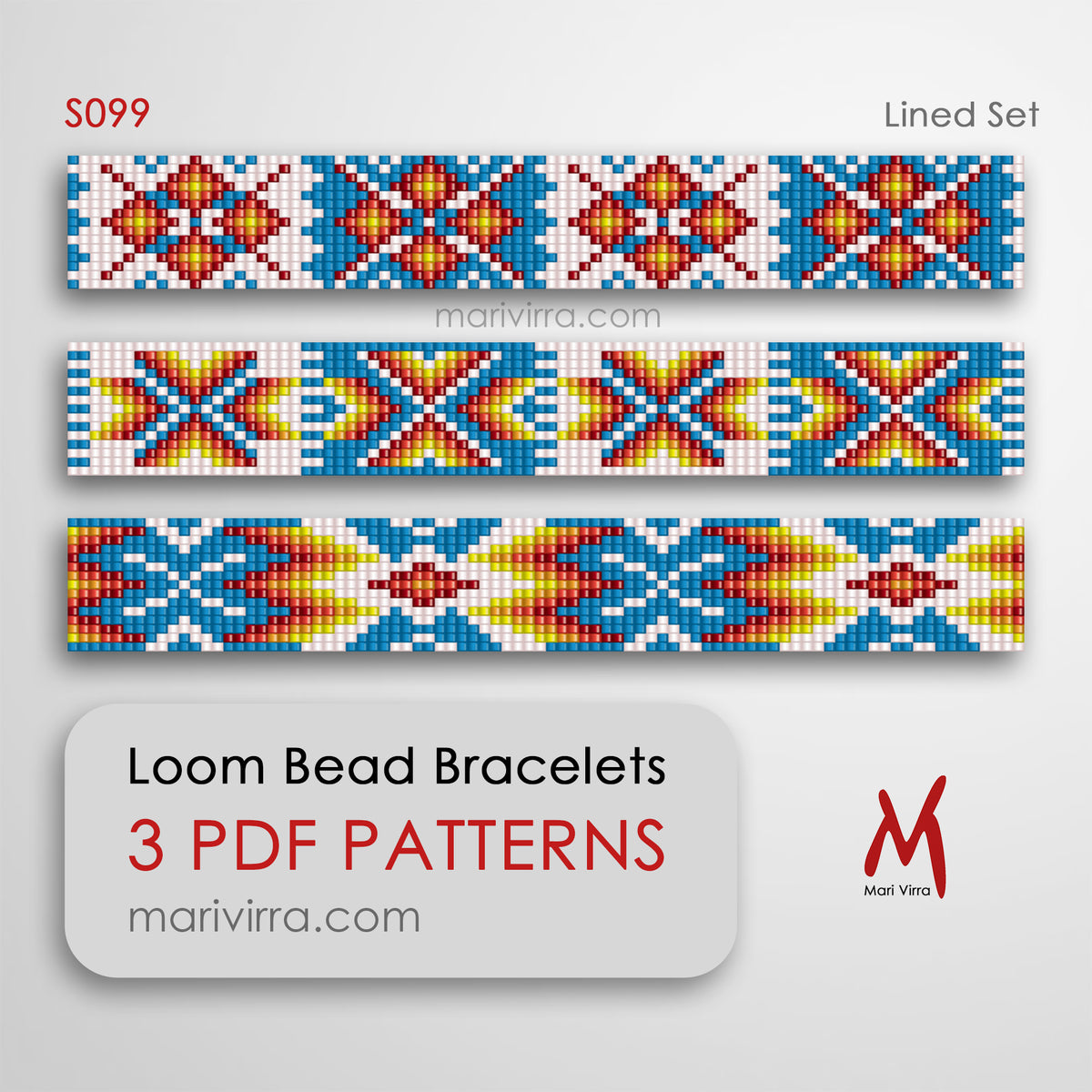 Lined Set of Three Loom Digital Bead Patterns