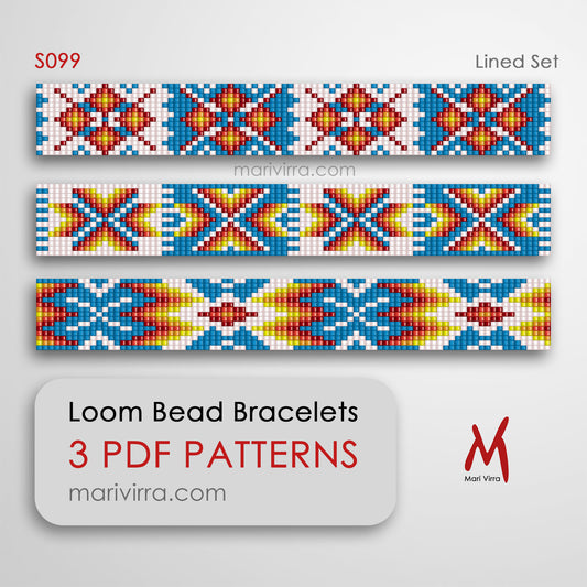 Lined Set of Three Loom Digital Bead Patterns