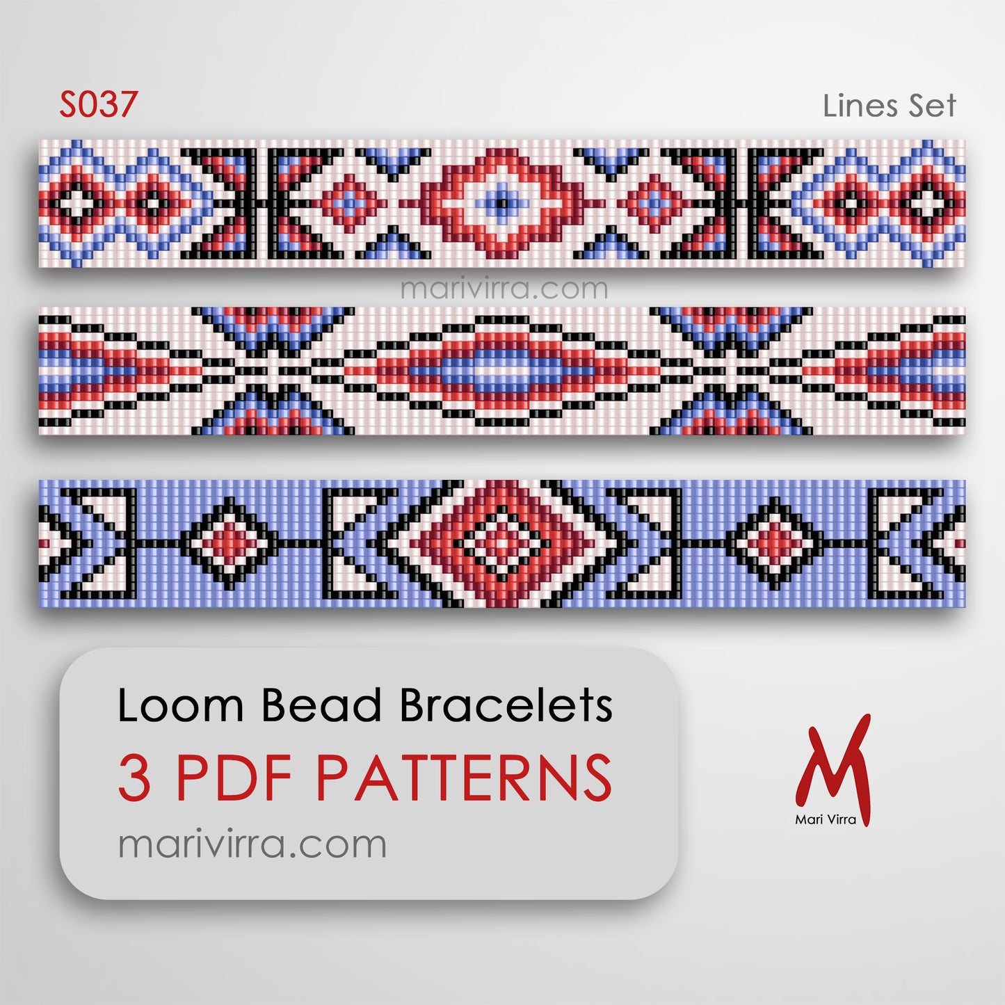 Lines Set of Three Loom Digital Bead Patterns