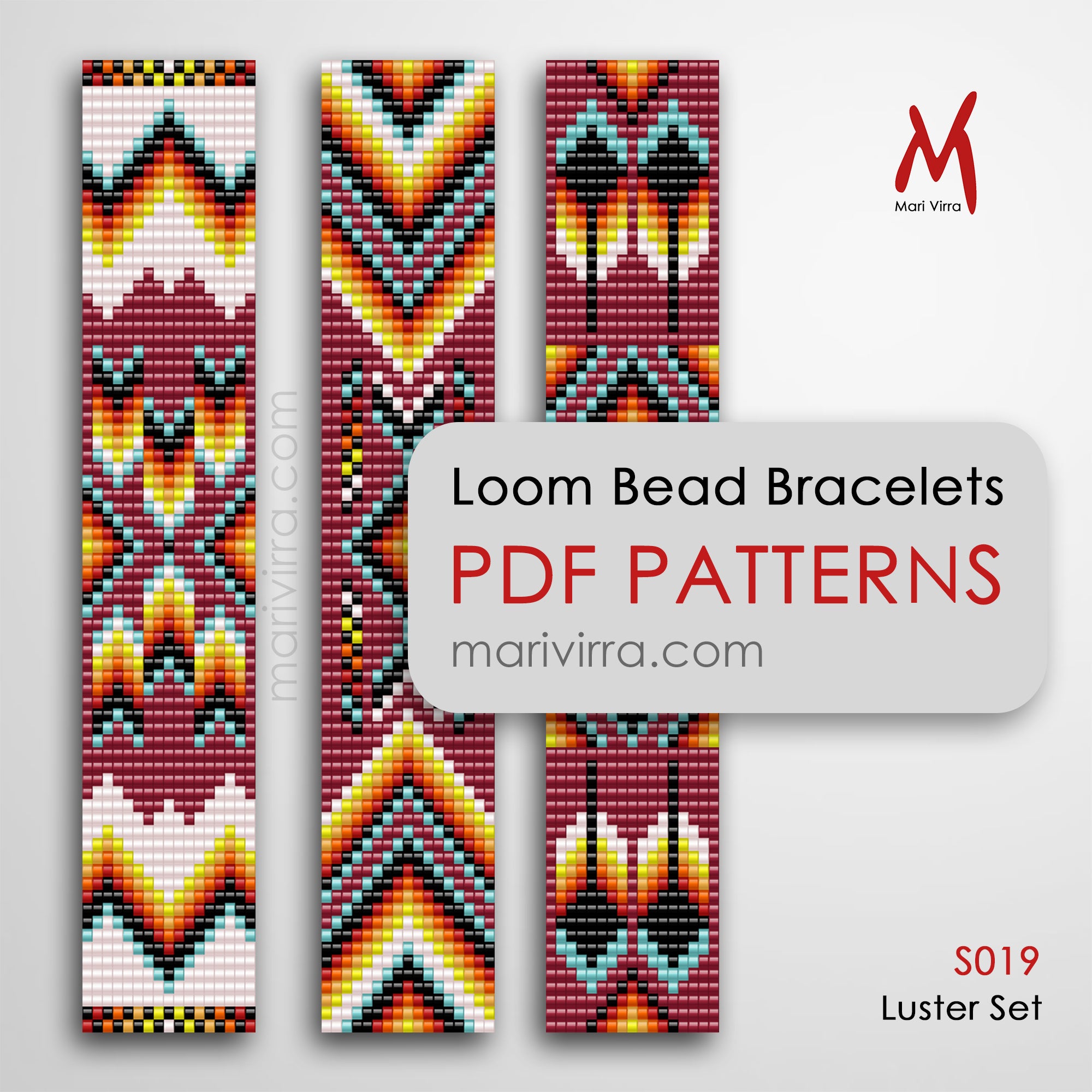 Bead Color Pattern Luster Set of Three Loom Digital Bead Patterns – MariVirra