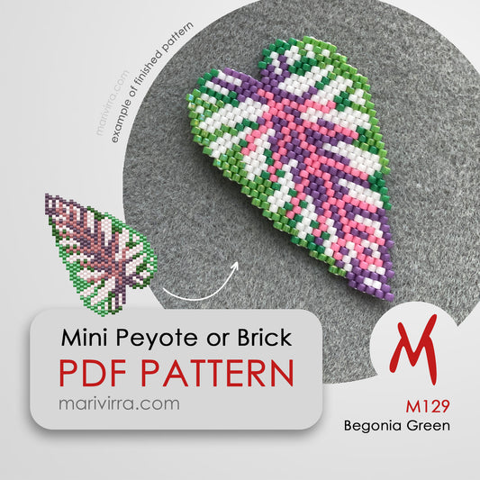 Begonia Green Peyote or Brick Digital Bead Pattern