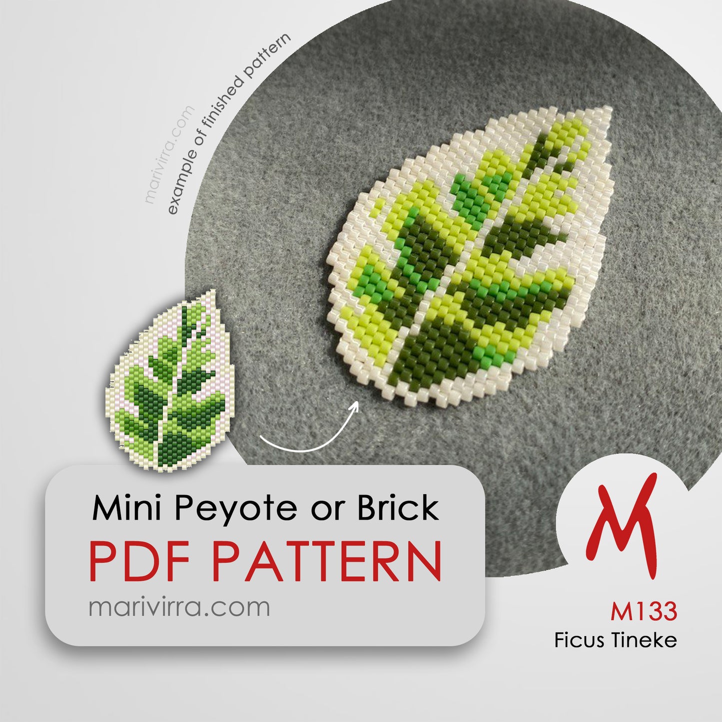Ficus Tineke Peyote or Brick Digital Bead Pattern